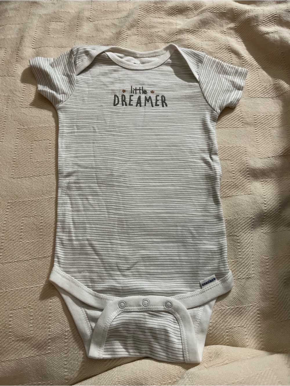 Gerber White & Gray Striped "Little Dreamer" Baby One-Piece